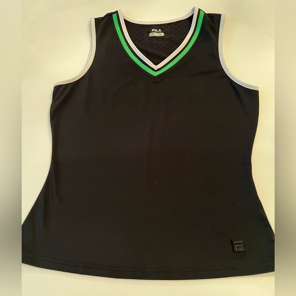 FILA “BLACK GREEN AND WHITE “V” NECK TANK TOP BRAND NEW